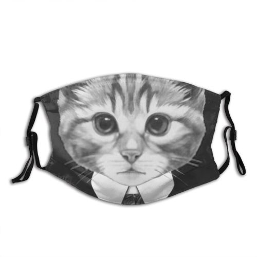 yanfind Isolated Decor Fashion Artwork Cat Kitty Cute Trendy Suit Vintage Glasses Baby Dust Washable Reusable Filter and Reusable Mouth Warm Windproof Cotton Face