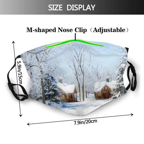 yanfind Ice Frost Cabin Cottage Landscape Frozen Bare Deciduous Rural Toned Tree Scene Dust Washable Reusable Filter and Reusable Mouth Warm Windproof Cotton Face