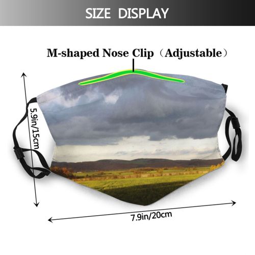 yanfind Field Natural Autumn Bohemia Cloud Landscape Sky Colorful Prairie Clouds Grassland Sunny Dust Washable Reusable Filter and Reusable Mouth Warm Windproof Cotton Face