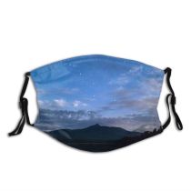 yanfind Idyllic Lake Evening Night Dawn Stars Mountain Clouds Tranquil Backlit Scenery Starry Dust Washable Reusable Filter and Reusable Mouth Warm Windproof Cotton Face