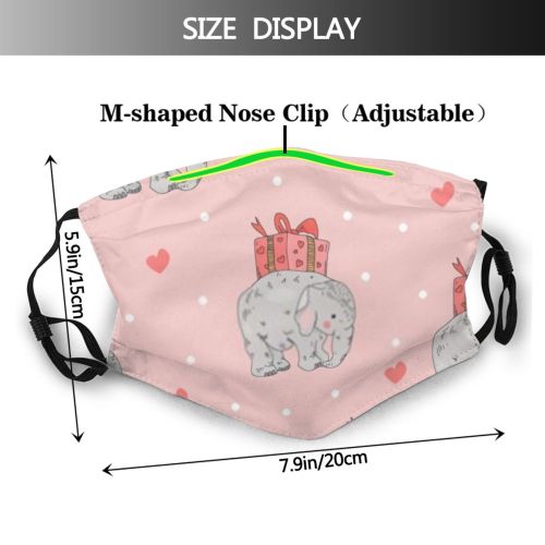 yanfind Elephant Young Cute Dot India Seamless Doodle Magic Indian Sweet Shower Love Dust Washable Reusable Filter and Reusable Mouth Warm Windproof Cotton Face