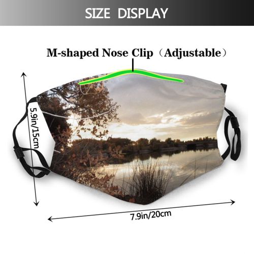 yanfind Sky Lake Morning Natural Autumn Cloud Landscape Sky Fall Reflection Clouds Tree Dust Washable Reusable Filter and Reusable Mouth Warm Windproof Cotton Face