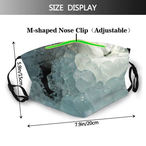 yanfind Winter Frozen Frost Reflective Crystal Sparkling Mineral State Ice Ice Formation Iceberg Dust Washable Reusable Filter and Reusable Mouth Warm Windproof Cotton Face