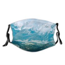 yanfind Idyllic Ecology Field Mountain Road Highland Daytime Lawn Picturesque Scenery Residential Scene Dust Washable Reusable Filter and Reusable Mouth Warm Windproof Cotton Face