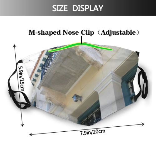 yanfind Elevation Building Balcony Facade Home Apartment Estate Real Property Architecture Greece Dust Washable Reusable Filter and Reusable Mouth Warm Windproof Cotton Face