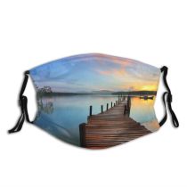 yanfind Jetty Wooden Foliage Planks Lake Sunset Dawn Sea Forest Clouds Beach Sunglow Dust Washable Reusable Filter and Reusable Mouth Warm Windproof Cotton Face