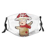 yanfind Crazy Cute Mushroom Cheerful Doodle Simple Design Toadstool Quirky Art Retro Silly Dust Washable Reusable Filter and Reusable Mouth Warm Windproof Cotton Face
