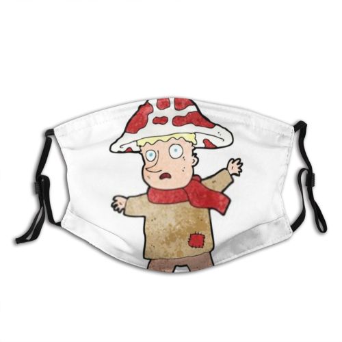 yanfind Crazy Cute Mushroom Cheerful Doodle Simple Design Toadstool Quirky Art Retro Silly Dust Washable Reusable Filter and Reusable Mouth Warm Windproof Cotton Face