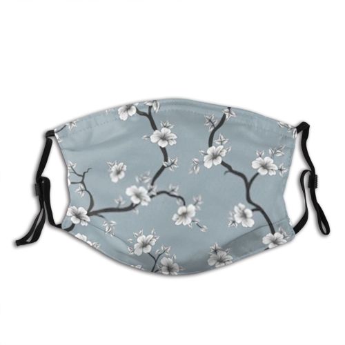 yanfind Cute Grey Seamless Summer Blossom Design Beautiful Tree Branch Art Leaf Decoration Dust Washable Reusable Filter and Reusable Mouth Warm Windproof Cotton Face
