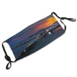 yanfind Idyllic Perspective Shot Afterglow Transportation Sunset Downtown Dawn Sea Bridge Clouds Tranquil Dust Washable Reusable Filter and Reusable Mouth Warm Windproof Cotton Face