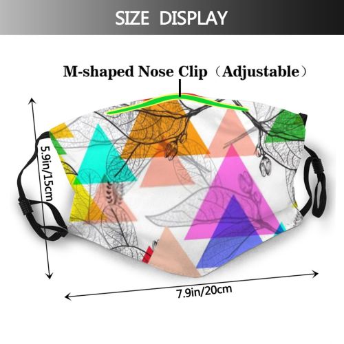 yanfind Abstract Lilac Garden Decor Multicolored Shapes Cute Triangles Wreath Seamless Colorful Natural Dust Washable Reusable Filter and Reusable Mouth Warm Windproof Cotton Face
