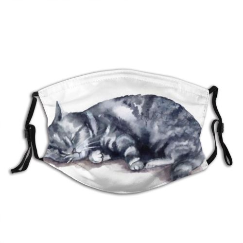 yanfind Isolated Emblem Brush Artwork Cat Kitty Cute Fawn Milk Wildlife Brochure Doodle Dust Washable Reusable Filter and Reusable Mouth Warm Windproof Cotton Face