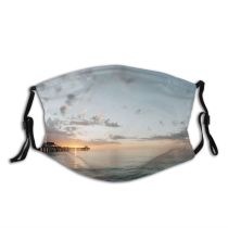 yanfind Jetty Sunset Reflections Evening Dawn Wide Sea Clouds Beach Dock Sun Outdoors Dust Washable Reusable Filter and Reusable Mouth Warm Windproof Cotton Face