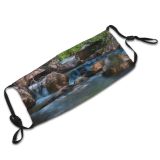 yanfind Cascade Fall Vacation Flow Beautiful River Spring Forest Scenic Wooded Scenery Wild Dust Washable Reusable Filter and Reusable Mouth Warm Windproof Cotton Face