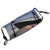 yanfind Chain Fishing Sailboat Nautical Over Transportation Horizon Bow Ship Sky Silhouette Pole Dust Washable Reusable Filter and Reusable Mouth Warm Windproof Cotton Face