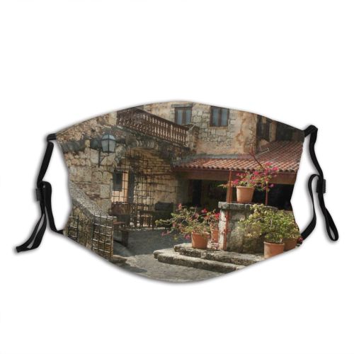 yanfind Neighbourhood Building Town Building Vacation Courtyard Village Architecture Home Estate Summer Property Dust Washable Reusable Filter and Reusable Mouth Warm Windproof Cotton Face