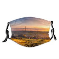 yanfind Idyllic Sustainability Farm Town Sunset Farmland Turbines Dawn Farming Wind Clouds Fields Dust Washable Reusable Filter and Reusable Mouth Warm Windproof Cotton Face