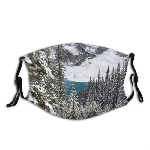 yanfind Winter Louise Lake Winter Wilderness Geological Mountain Snow Landforms Tree Mountainous Forests Dust Washable Reusable Filter and Reusable Mouth Warm Windproof Cotton Face