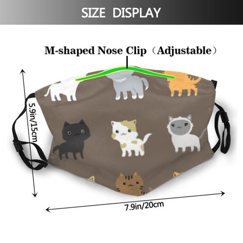 yanfind Abstract Isolated Smile Happiness Meow Cat Kitty Comic Cute Colorful Puppy Cheerful Dust Washable Reusable Filter and Reusable Mouth Warm Windproof Cotton Face