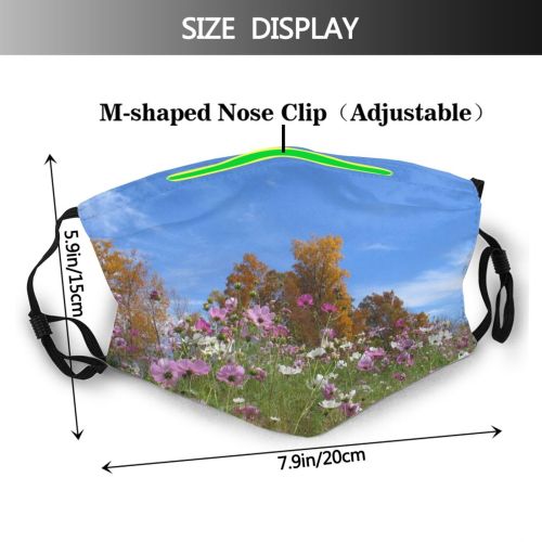 yanfind Plant Cosmos Flower Garden Meadow Plant Spring Flowers Outdoor Cosmos Spring Sky Dust Washable Reusable Filter and Reusable Mouth Warm Windproof Cotton Face