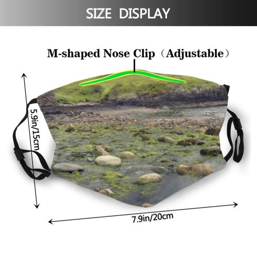 yanfind Coast Coastline Watercourse Beach Highland Sky Scotland Grass Rock Grass Castle Algae Dust Washable Reusable Filter and Reusable Mouth Warm Windproof Cotton Face