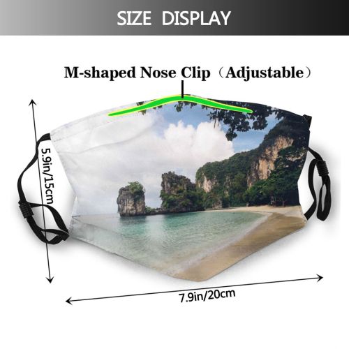 yanfind Idyllic Tropical Shore Coast Vacation Oceanside Seaside Rock Sea Clouds Beach Surf Dust Washable Reusable Filter and Reusable Mouth Warm Windproof Cotton Face