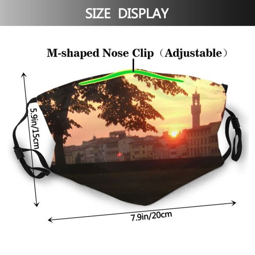 yanfind Florence Morning Evening Atmospheric Tourism Duomo Sunset Sky Ponte Backpack Europe Tuscany Dust Washable Reusable Filter and Reusable Mouth Warm Windproof Cotton Face