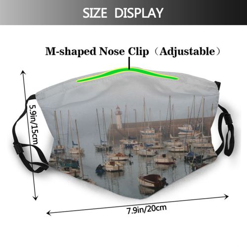 yanfind Harbor Vehicle Calm Morning Atmospheric Reflection Harbour Light Marina Boats Sunrise Morning Dust Washable Reusable Filter and Reusable Mouth Warm Windproof Cotton Face