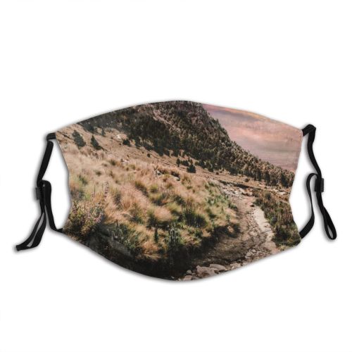 yanfind Idyllic Dawn Mountain Clouds Tranquil Scenery Rural Grass Outdoors Wilderness Sky Dusk Dust Washable Reusable Filter and Reusable Mouth Warm Windproof Cotton Face