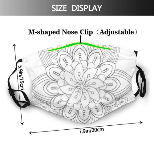yanfind Abstract Mandala Clover Artwork Pages Cute Botanic Natural Kid Coloring Worksheet Doodle Dust Washable Reusable Filter and Reusable Mouth Warm Windproof Cotton Face
