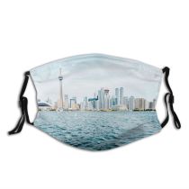 yanfind Lake Daylight Landmark Downtown Harbor Waves Tower Clouds Panoramic Toronto Urban Modern Dust Washable Reusable Filter and Reusable Mouth Warm Windproof Cotton Face
