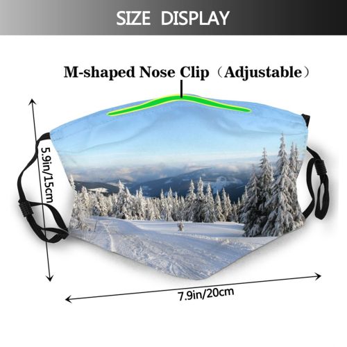 yanfind Winter Frost Freeze Piste Winter Woody Landscape Mountain Sky Snow Ski Tree Dust Washable Reusable Filter and Reusable Mouth Warm Windproof Cotton Face