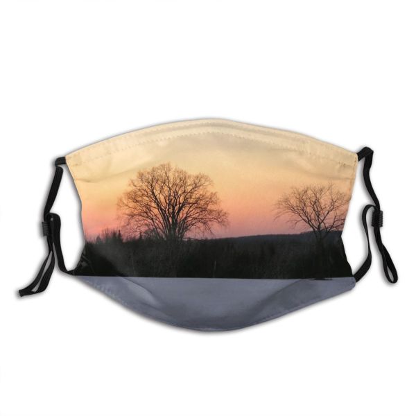yanfind Winter Sky Horizon Morning Winter Natural Atmospheric Sweet Landscape Sky Sundown Snow Dust Washable Reusable Filter and Reusable Mouth Warm Windproof Cotton Face