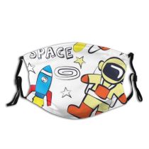 yanfind Abstract Company Moon Ship Cute Rocket Flying Comet Doodle Spaceship Simple Idea Dust Washable Reusable Filter and Reusable Mouth Warm Windproof Cotton Face