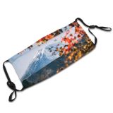 yanfind Idyllic Volcano Japan Mountain Daytime Tranquil Scenery Beautiful Tree Mount Outdoors Sky Dust Washable Reusable Filter and Reusable Mouth Warm Windproof Cotton Face
