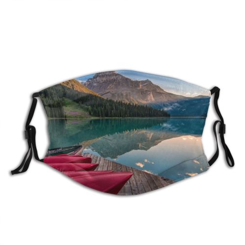 yanfind Lake Daylight Calm Park Reflections Mountain Forest Clouds Tourism River Scenery Dock Dust Washable Reusable Filter and Reusable Mouth Warm Windproof Cotton Face