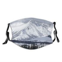 yanfind Ice Glacier Frost Mountain Panorama Ski Evergreen Frozen Conifer Mountains Peak Winter Dust Washable Reusable Filter and Reusable Mouth Warm Windproof Cotton Face