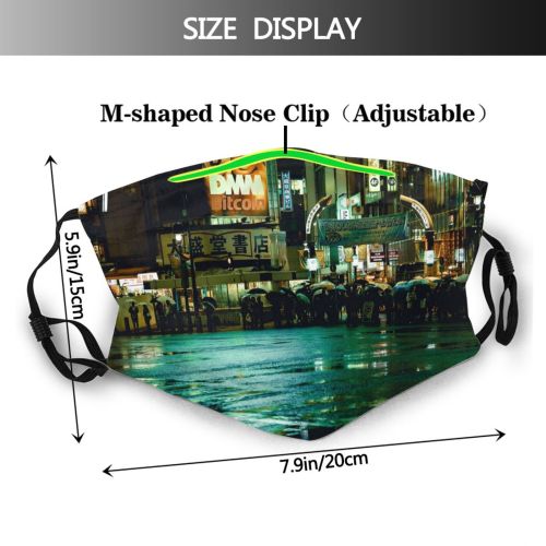 yanfind Japan Transportation Downtown Evening Night Road Wet Time Nightlife Tokyo Tourism Shibuya Dust Washable Reusable Filter and Reusable Mouth Warm Windproof Cotton Face