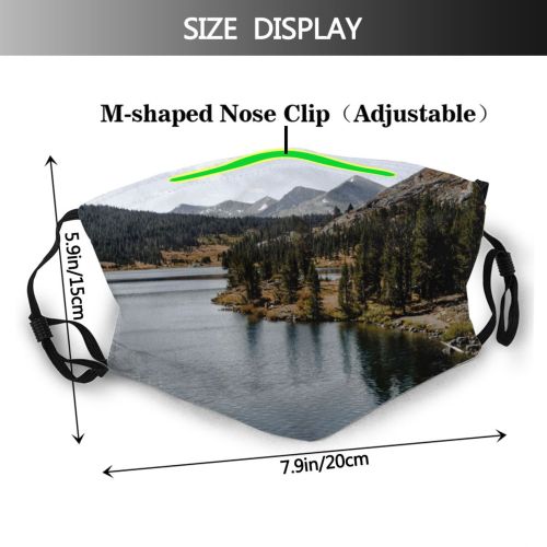 yanfind Lake Daylight Reflections Sight Mountain Forest Clouds Peaks Scenery High Mountains Grass Dust Washable Reusable Filter and Reusable Mouth Warm Windproof Cotton Face