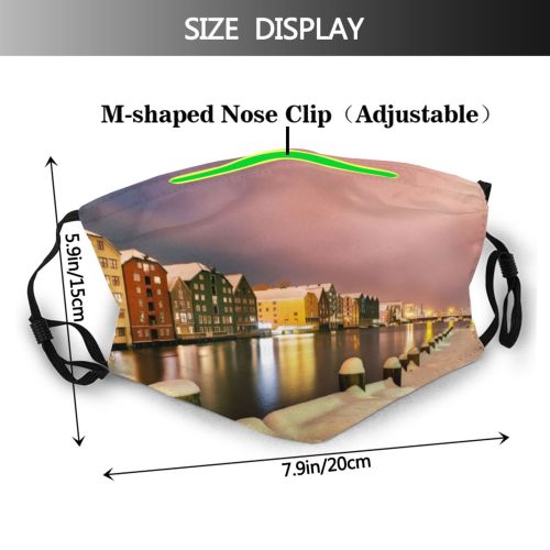 yanfind Riverbank Trondheim Night Snow Architecture Exterior Norway Building River Reflection Nidelva Temperature Dust Washable Reusable Filter and Reusable Mouth Warm Windproof Cotton Face