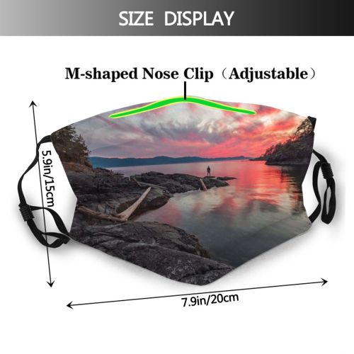 yanfind Idyllic Afterglow Lake Calm Sunset Dawn Clouds Dramatic Scenery Mountains Outdoors Wilderness Dust Washable Reusable Filter and Reusable Mouth Warm Windproof Cotton Face