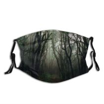yanfind Jungle Gloomy Forest Branches Tree Misty Outdoors Hazy Trees Fog Foggy Woods Dust Washable Reusable Filter and Reusable Mouth Warm Windproof Cotton Face