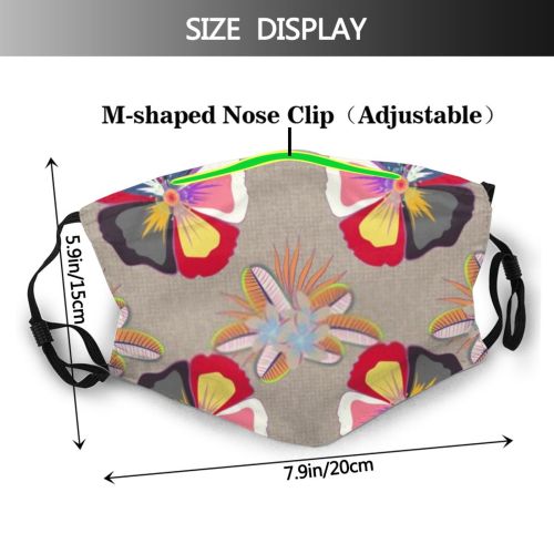 yanfind Abstract Multicolored Handdrawn Cute Leave Seamless Natural Bedclothes Summer Flowers Vintage Bouquet Dust Washable Reusable Filter and Reusable Mouth Warm Windproof Cotton Face