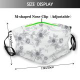 yanfind Blossom Spring Flower Flowers Plant Decorative Leaves Design Grey Art Floral Seamless Dust Washable Reusable Filter and Reusable Mouth Warm Windproof Cotton Face
