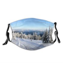 yanfind Winter Frost Freeze Piste Winter Woody Landscape Mountain Sky Snow Ski Tree Dust Washable Reusable Filter and Reusable Mouth Warm Windproof Cotton Face