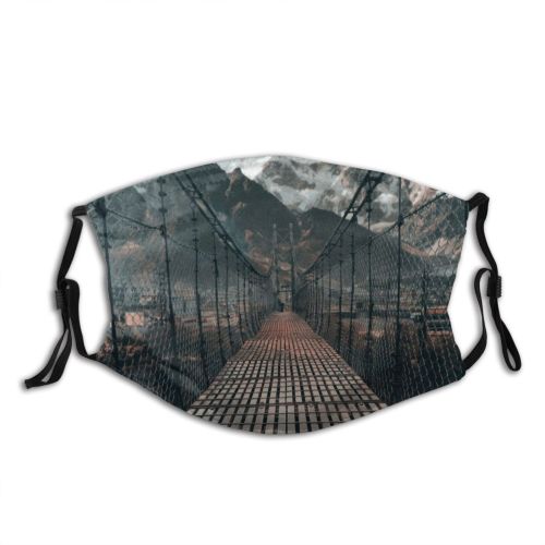 yanfind Infrastructure Daylight Cables Mountain Iron Connection Bridge High Mountains Winter Rustic Snow Dust Washable Reusable Filter and Reusable Mouth Warm Windproof Cotton Face