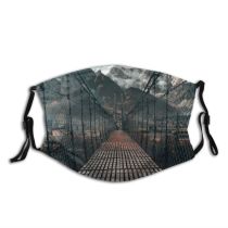 yanfind Infrastructure Daylight Cables Mountain Iron Connection Bridge High Mountains Winter Rustic Snow Dust Washable Reusable Filter and Reusable Mouth Warm Windproof Cotton Face