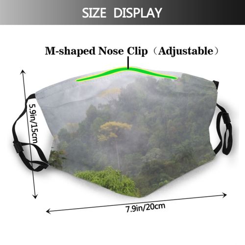 yanfind Foggy Station Forest Jungle Rainforest Rica Jungle Hill Landscape Vegetation Costa Natural Dust Washable Reusable Filter and Reusable Mouth Warm Windproof Cotton Face