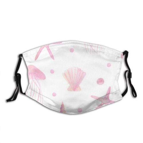 yanfind Abstract Childish Cockleshell Algae Fashion Life Stylized Seamless Nursery Wildlife Creatures Summer Dust Washable Reusable Filter and Reusable Mouth Warm Windproof Cotton Face