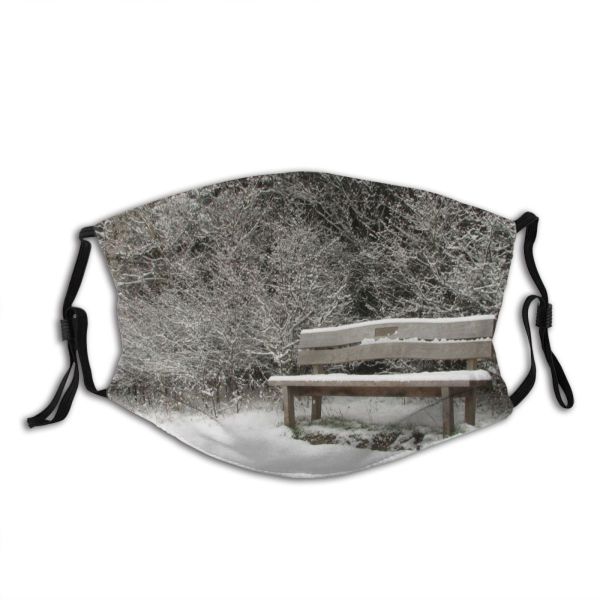 yanfind Winter Freeze Snowy Icey Bench Christmas Field Winter Seat Ice Wood Snow   Dust Washable Reusable Filter and Reusable Mouth Warm Windproof Cotton Face